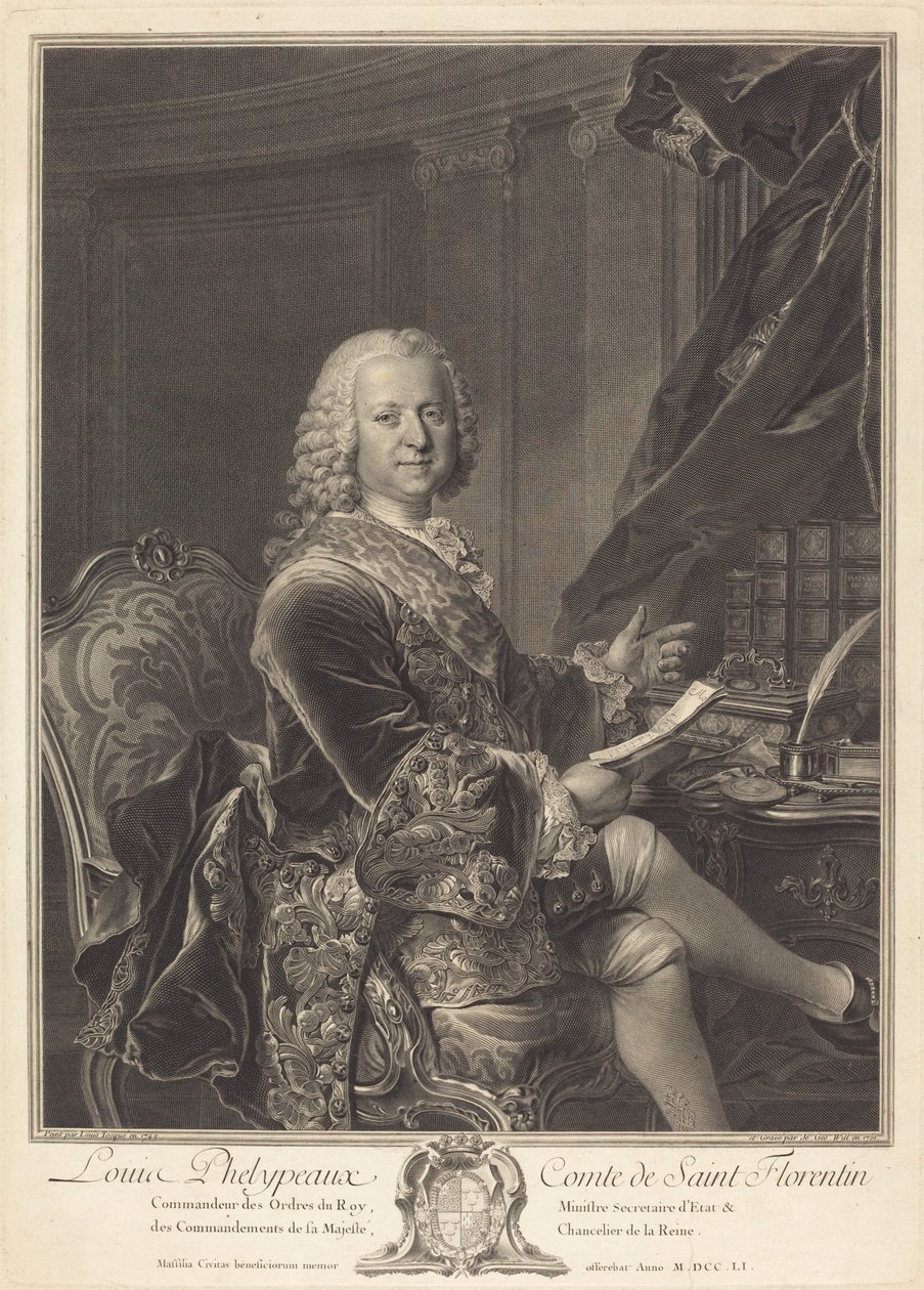 Louis Phelypeaux, hrabia Saint Florentin autorstwa Johann Georg Wille after Louis Tocqué