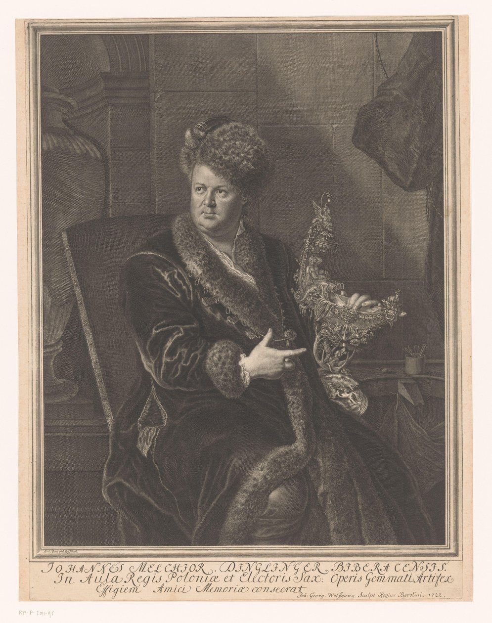 Portret złotnika Johanna Melchiora Dinglingera autorstwa Johann Georg Wolffgang