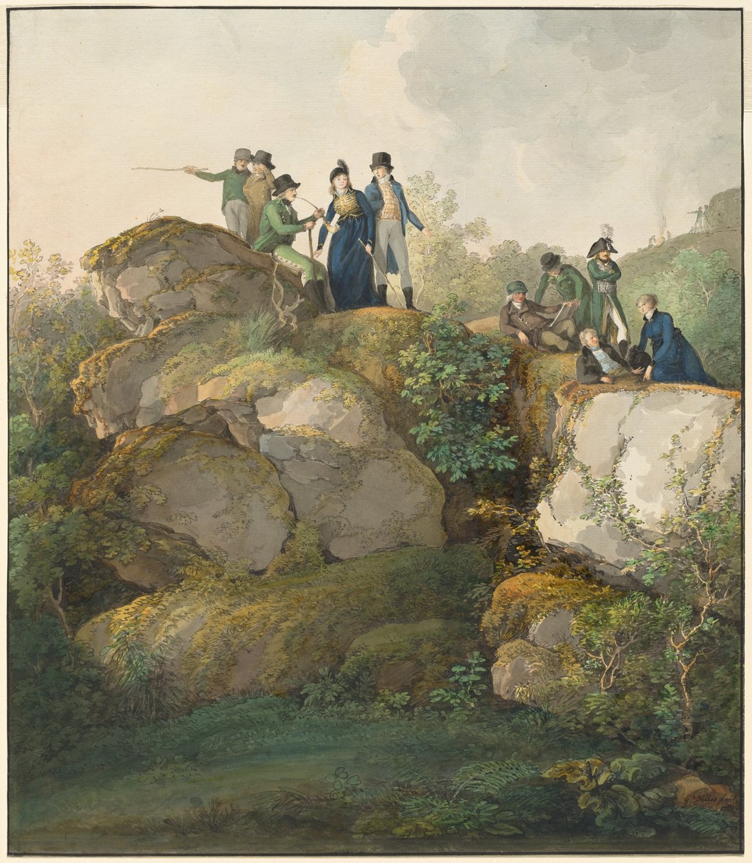 Królewskie przyjęcie podziwianie zachodu słońca na szczycie Hesselbergu autorstwa Johann Georg von Dillis