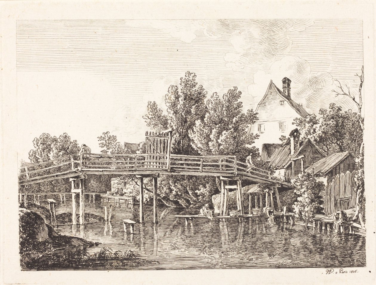 Mały most nad Izarą autorstwa Johann Georg von Dillis