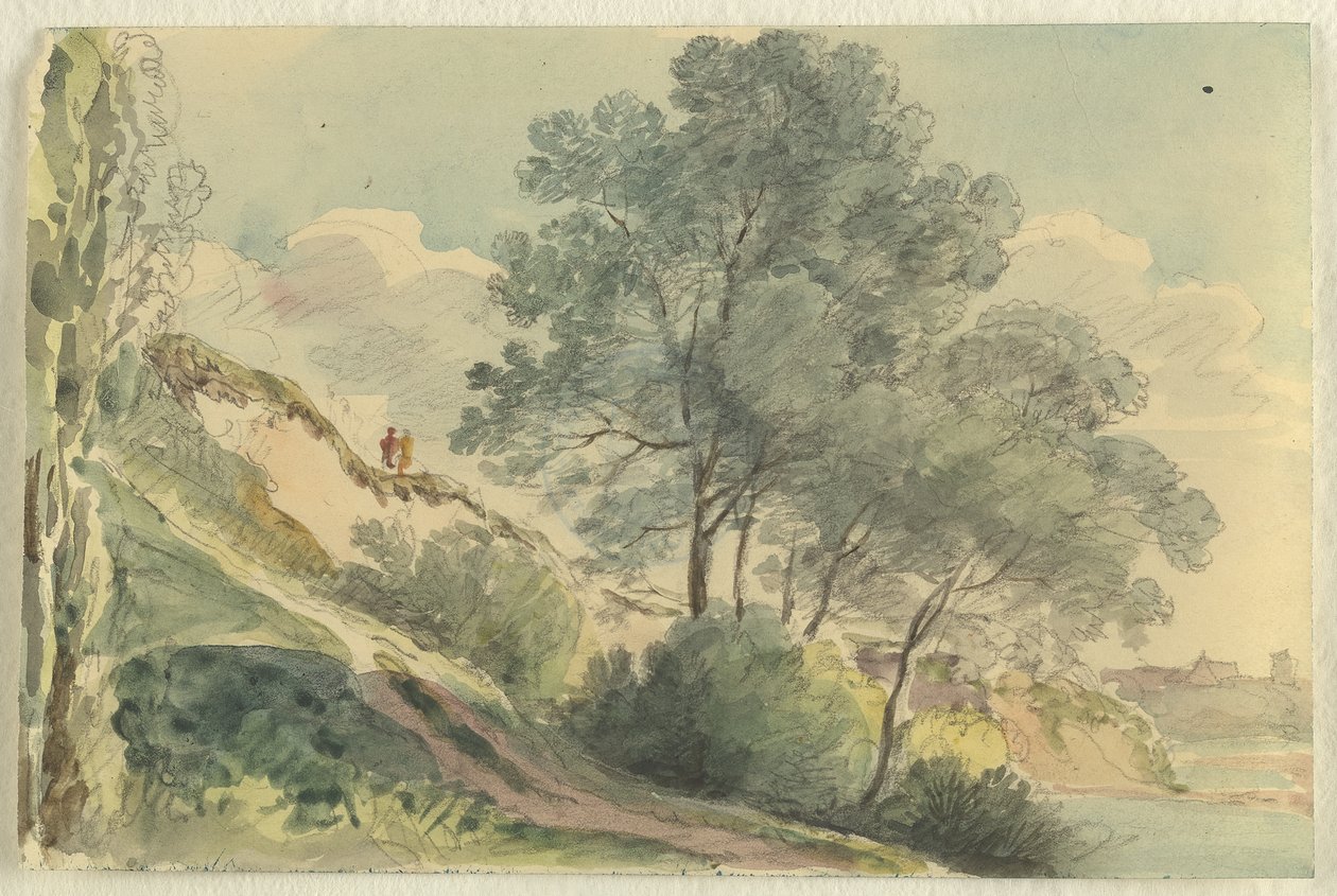 Zbocze nad Izarą porośnięte drzewami autorstwa Johann Georg von Dillis