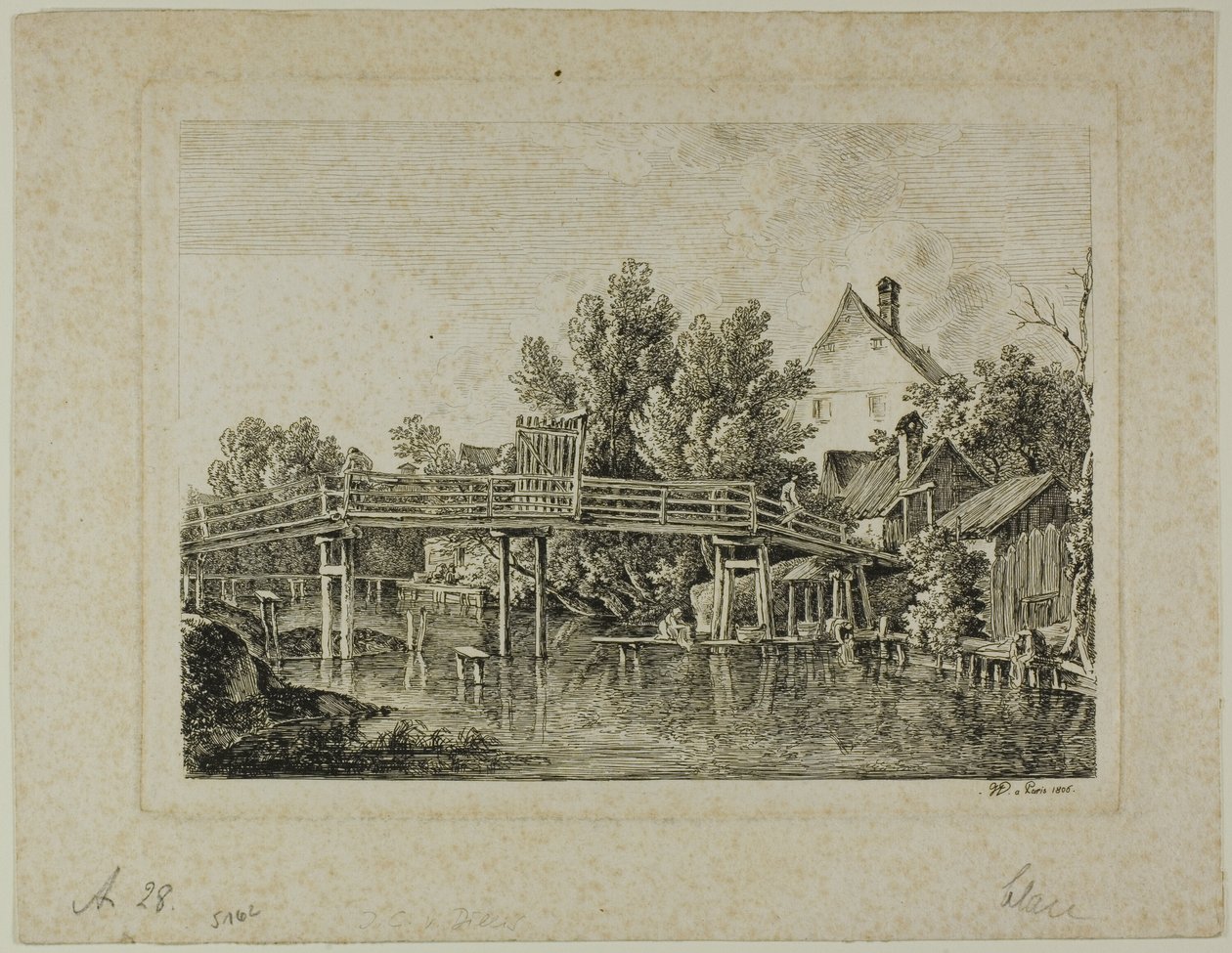 Mały most przez Izarę, Paryż autorstwa Johann Georg von Dillis
