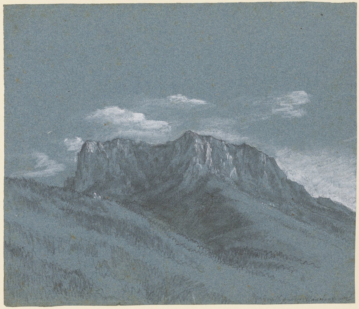 Rauschberg, ok. 1800 (czarna kreda, grafit i biały gwasz) autorstwa Johann Georg von Dillis