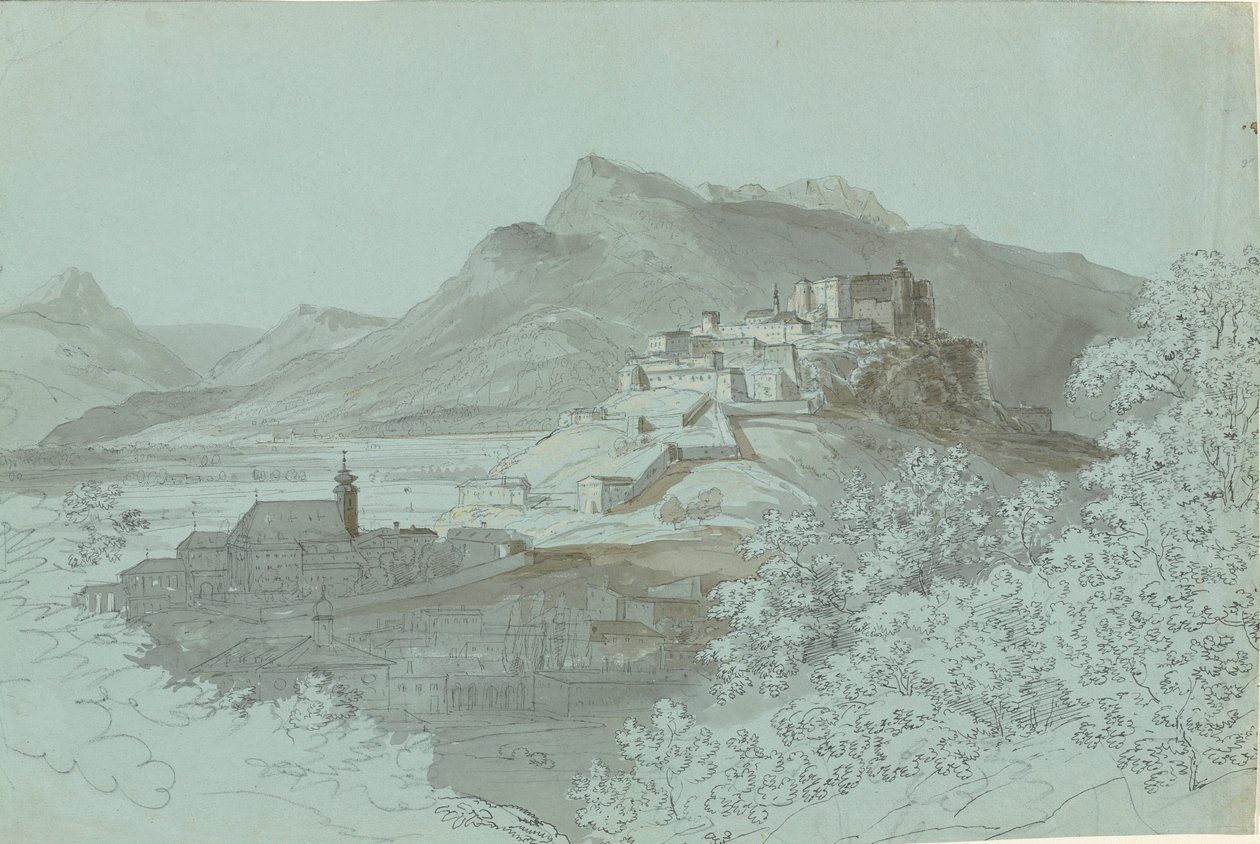 Widok Salzburga, lata 20. XIX wieku. autorstwa Johann Georg von Dillis