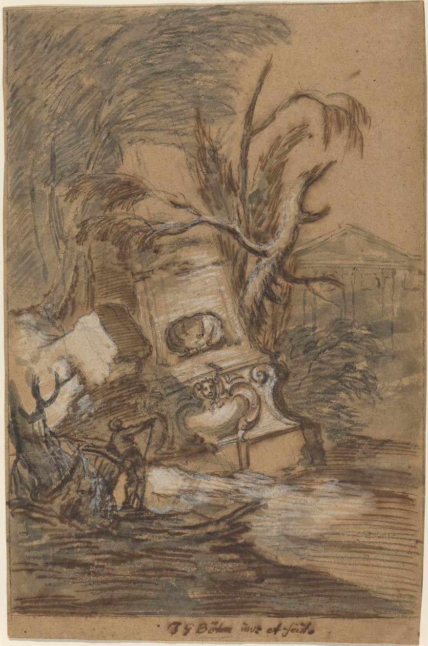 Capriccio z zabytkowymi ruinami autorstwa Johann George Böhm
