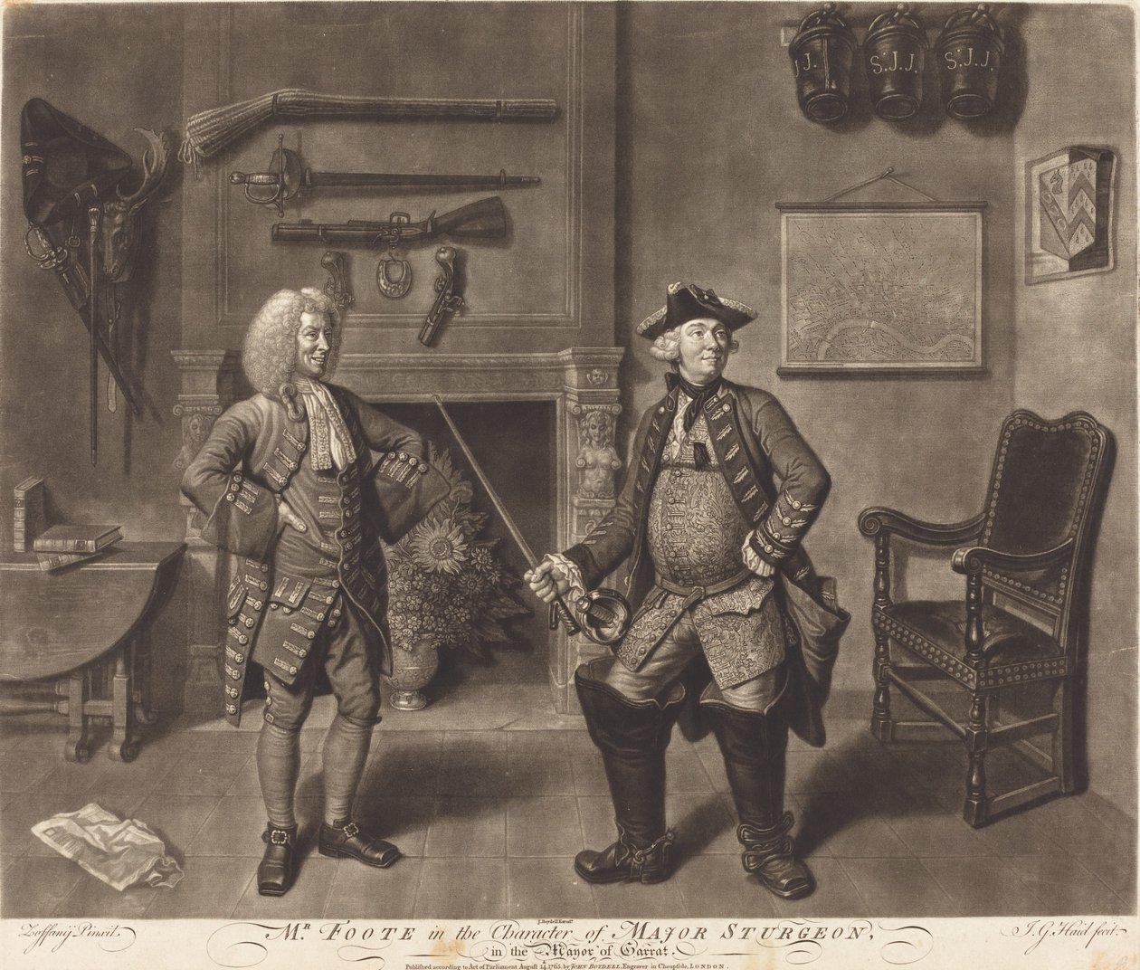 Pan Foote w postaci majora jesiotra, burmistrza Garratt autorstwa Johann Gottfried Haid after Johann Zoffany