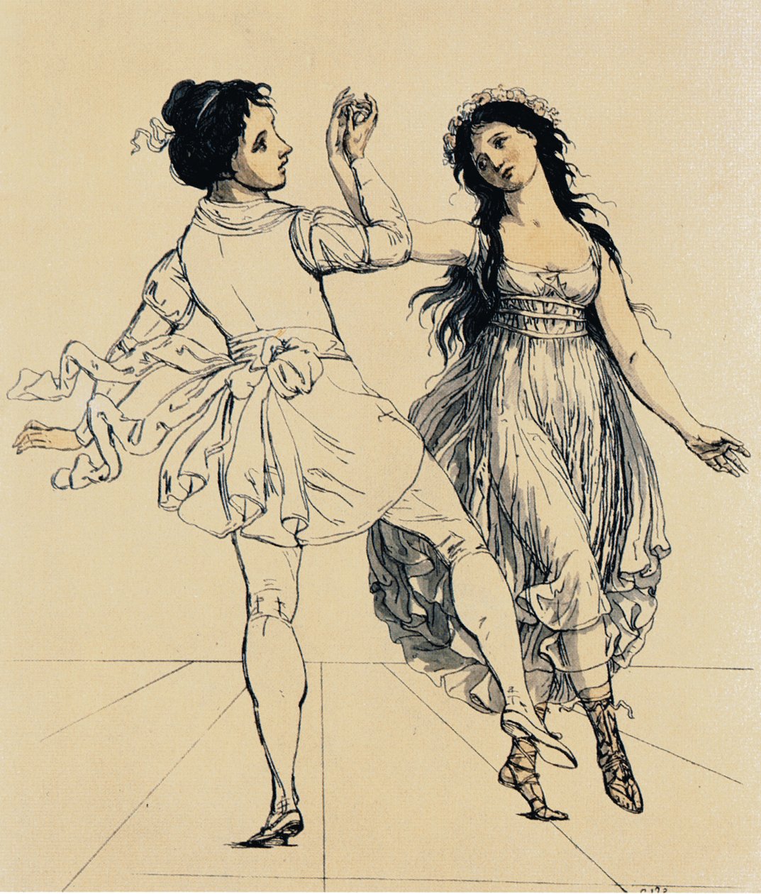Tańcząca para Maria i Salvatore Viganò, ok. 1797 autorstwa Johann Gottfried Schadow