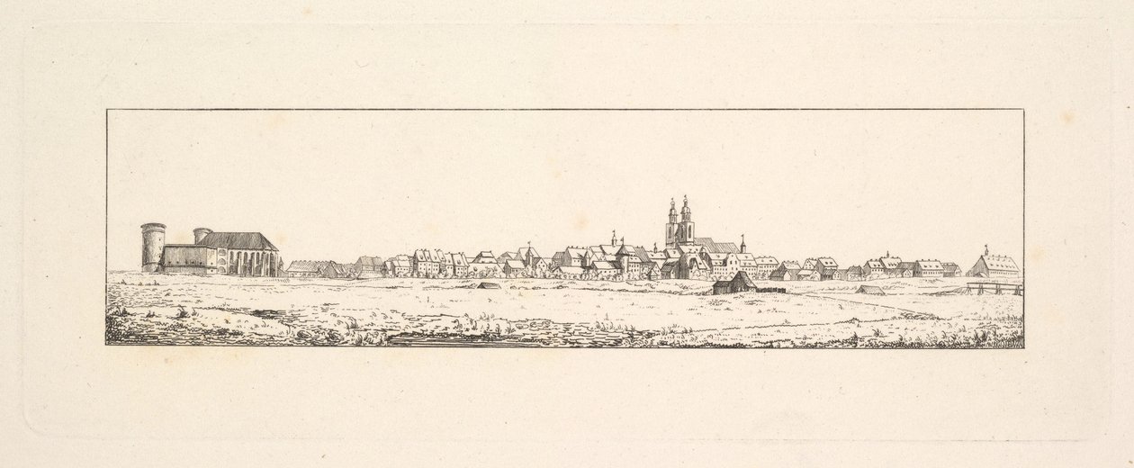 Widok na Stare Miasto z kościołem i wysokimi domami szczytowymi. autorstwa Johann Gottfried Schadow