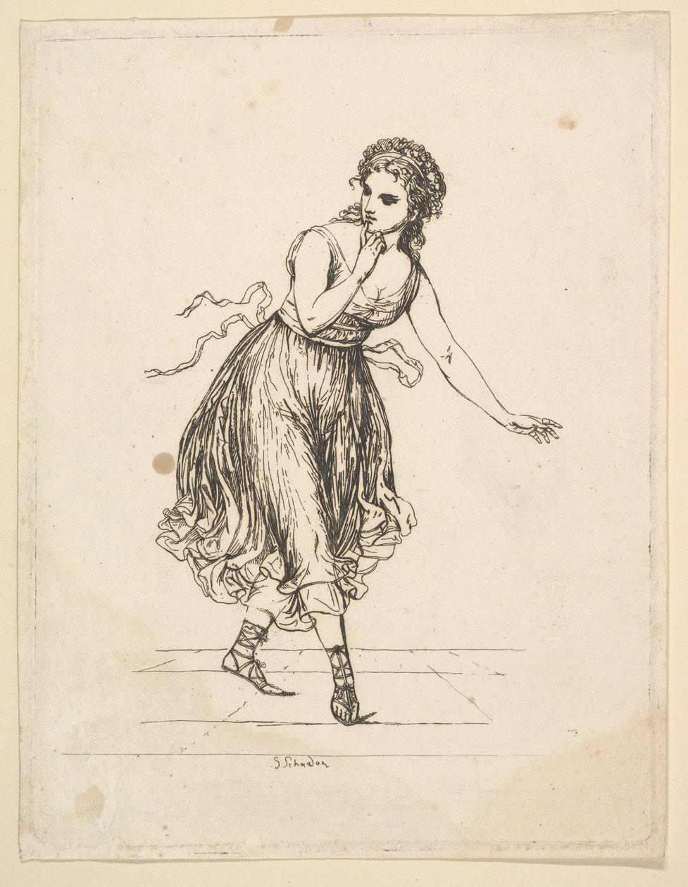 Kobieta Alone, z serii Tańcząca para Vigano.n.d. autorstwa Johann Gottfried Schadow