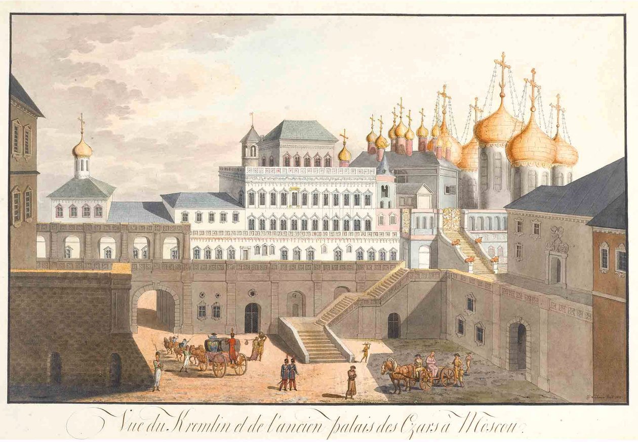 Widok na Kreml w Moskwie. Pałac Terem, 1813 autorstwa Johann Gottlieb Lohrer