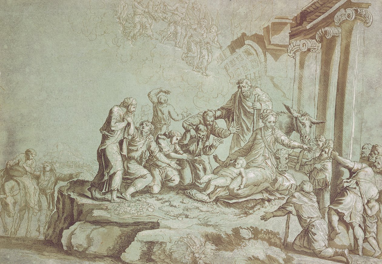 Adoracja pasterzy autorstwa Johann Gottlieb Prestel