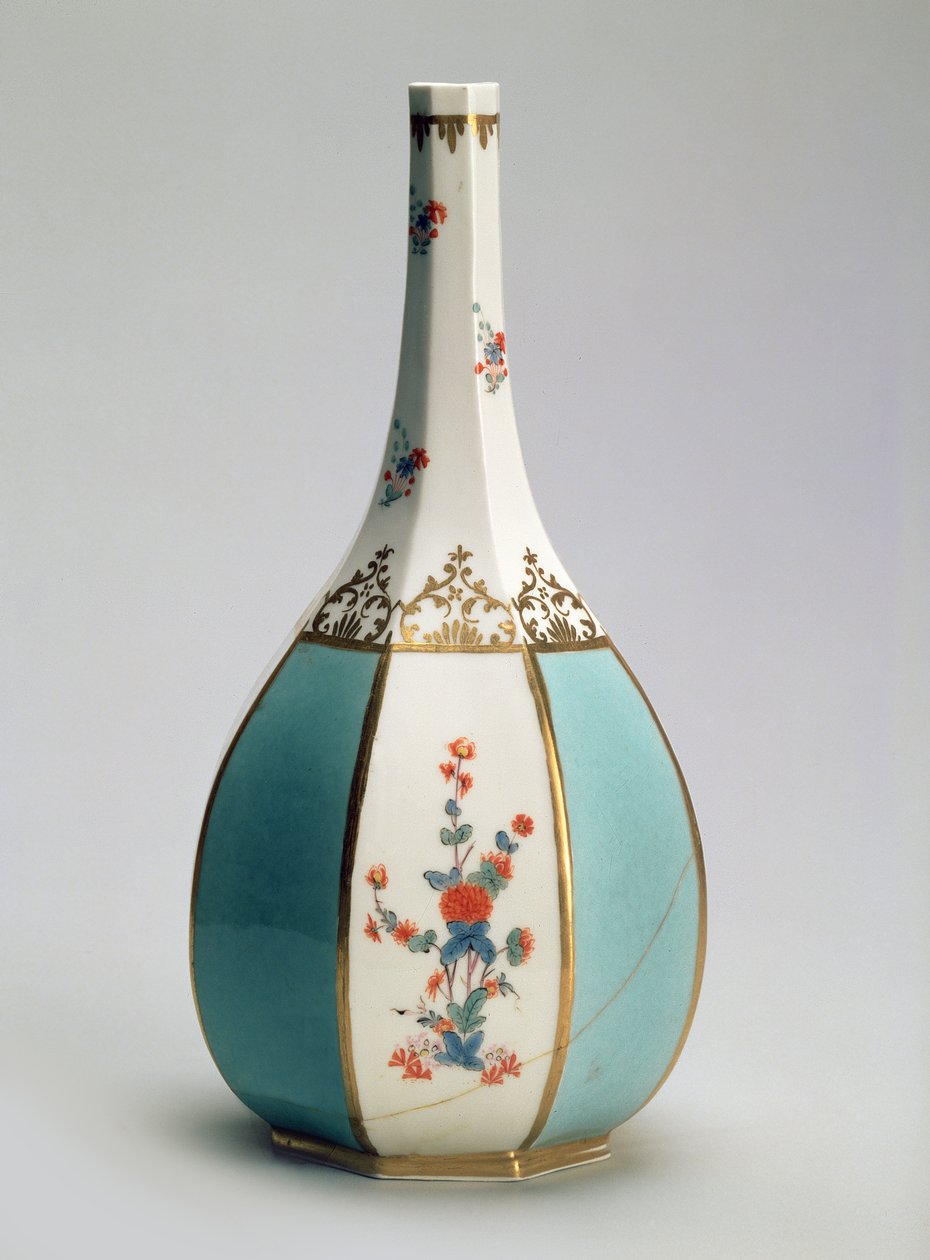 Kolba w kształcie butelki na japońską sake, dla manufaktury w Miśni, ok. 1725 (porcelana) autorstwa Johann Gregor Herold