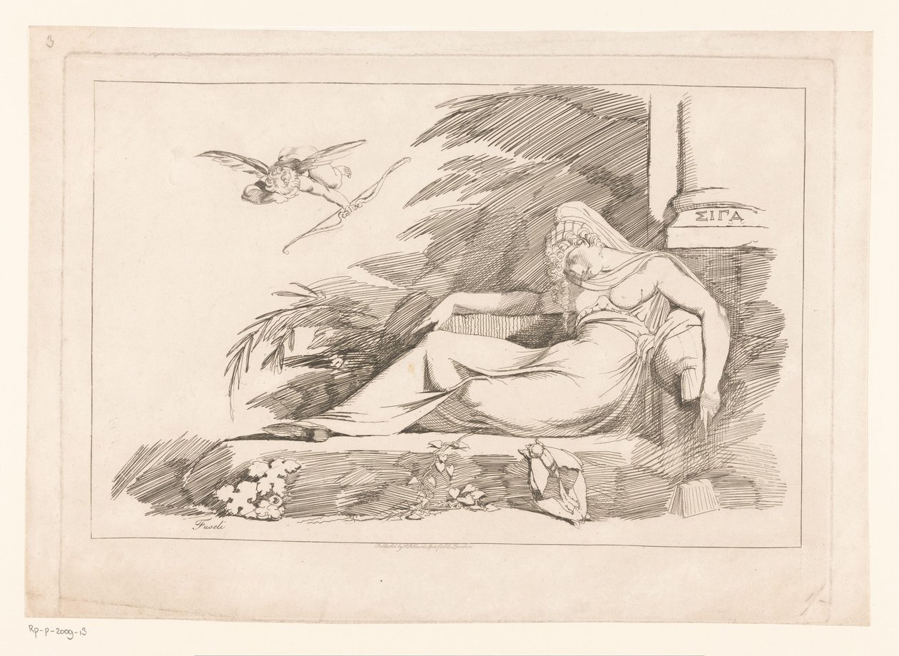 Śpiąca kobieta z Kupidynem autorstwa Johann Heinrich Füssli