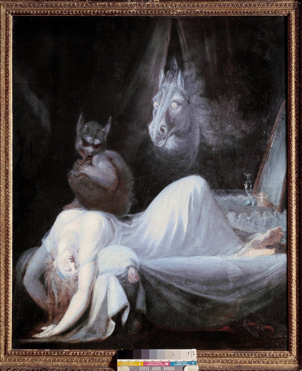 Koszmar. Obraz Johanna Henricha Fussli (Fuseli) (1741 - 1825), Szkoła Szwajcarska autorstwa Johann Heinrich Füssli