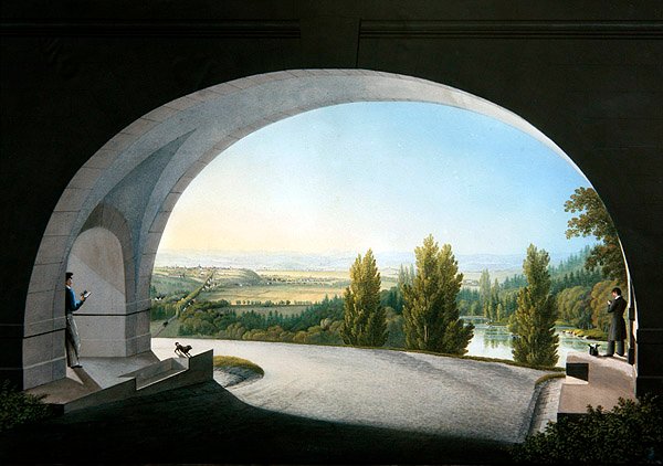 Wilhelmshöhe, Kassel, Niemcy (gwasz na papierze) autorstwa Johann Heinrich II Bleuler