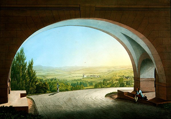 Wilhelmshöhe, Kassel, Niemcy (gwasz na papierze) autorstwa Johann Heinrich II Bleuler