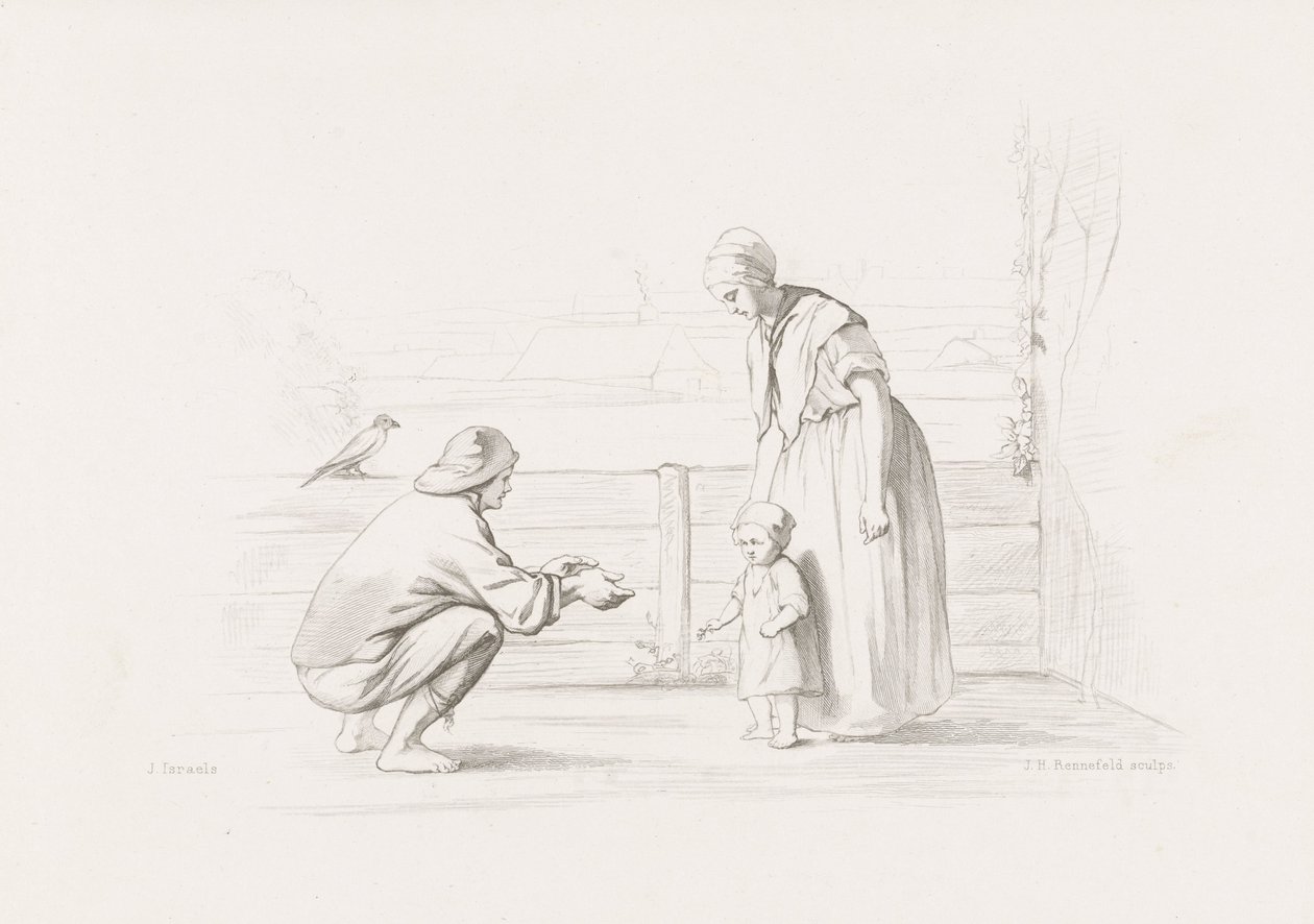 pierwsze kroki Dzieci morza (tytuł na obiekcie) autorstwa Johann Heinrich Maria Hubert Rennefeld