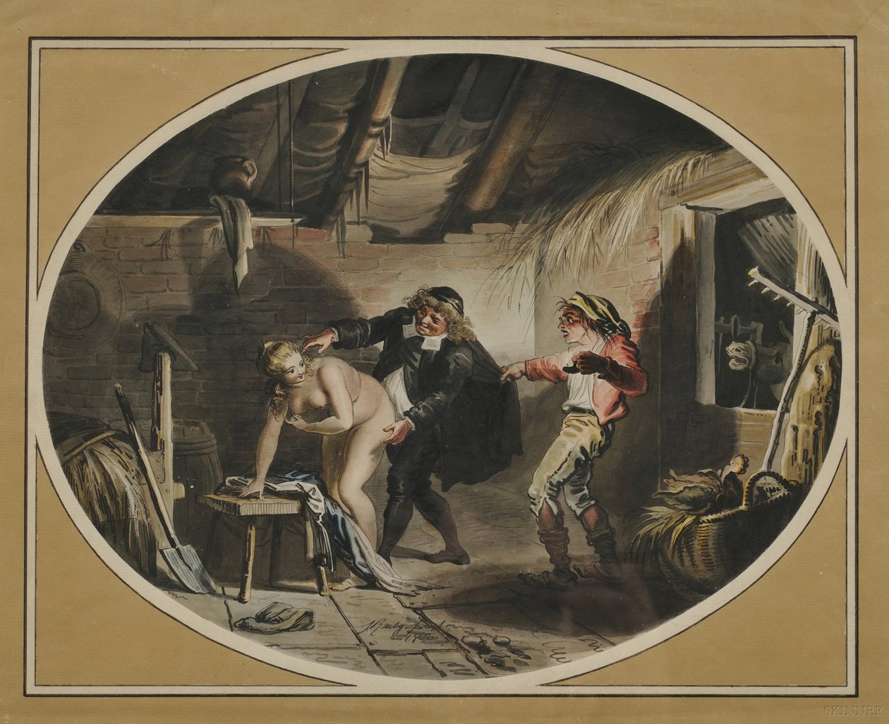 La Jument du compère Pierre według wiersza Jean de La Fontaine, 1800 autorstwa Johann Heinrich Ramberg