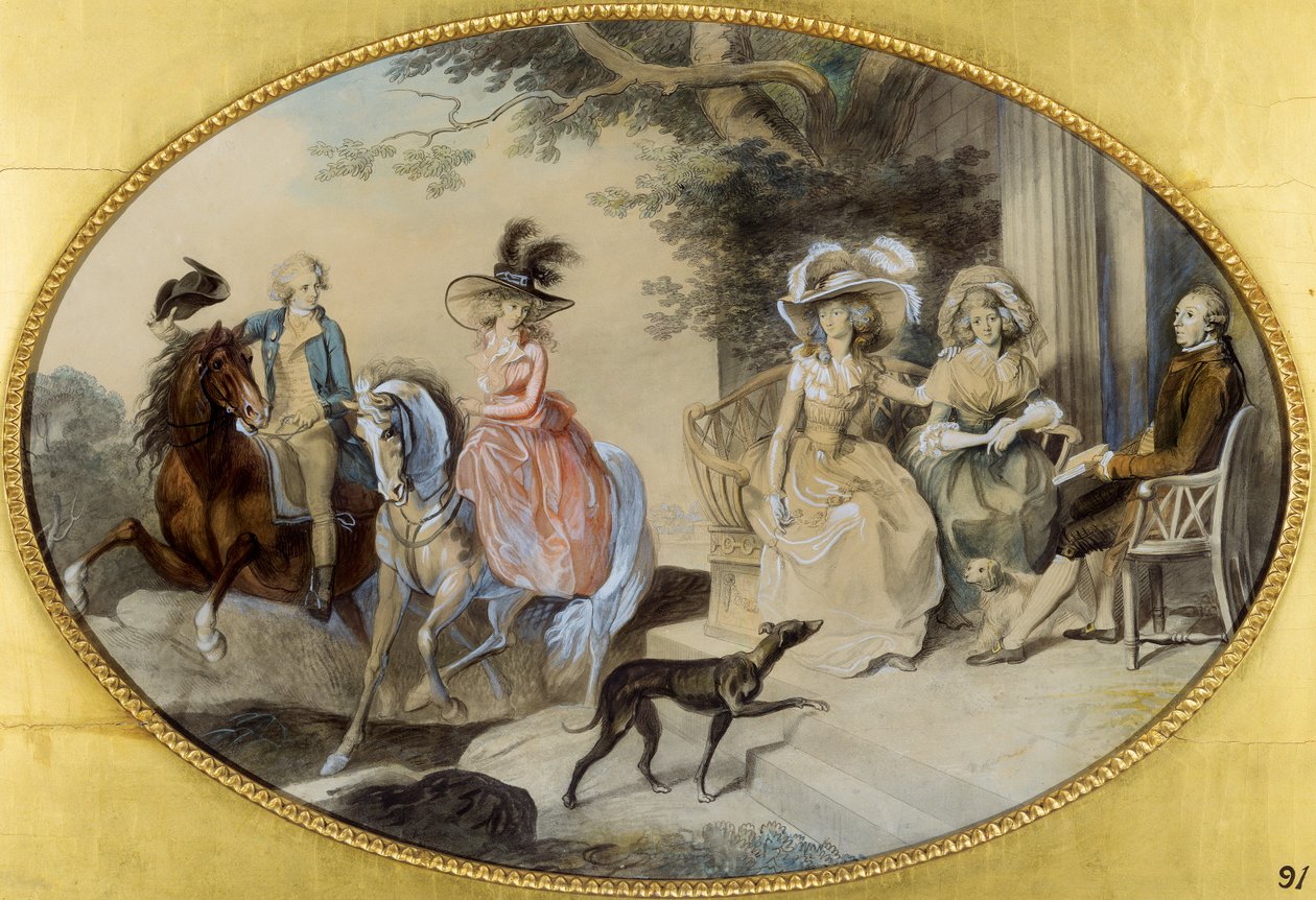 Lady St. Aubyn i jej Rodzina (pióro i pędzel i czarny tusz, akwarela i gwasz na papierze) autorstwa Johann Heinrich Ramberg