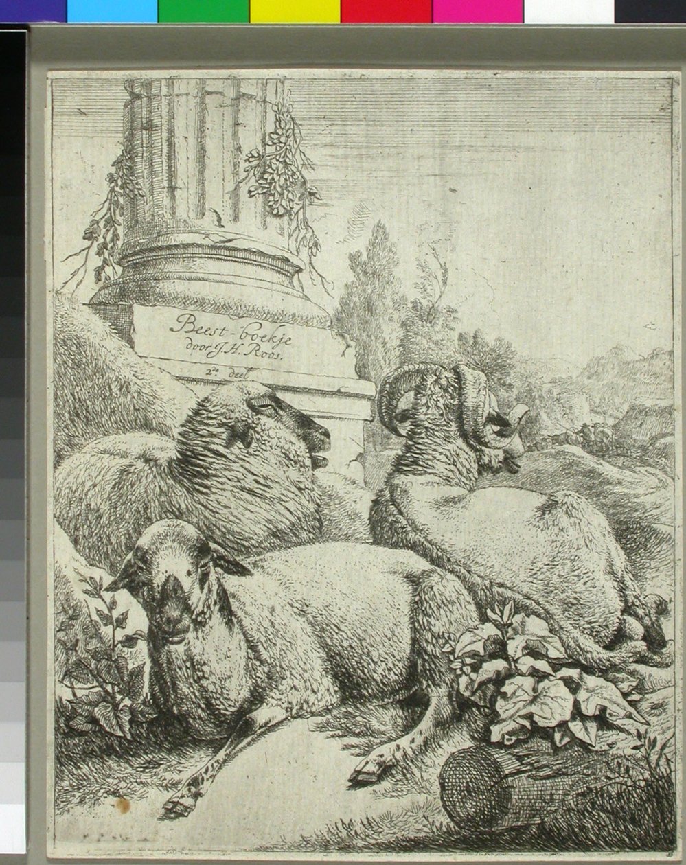 Owce u stóp kolumny autorstwa Johann Heinrich Roos