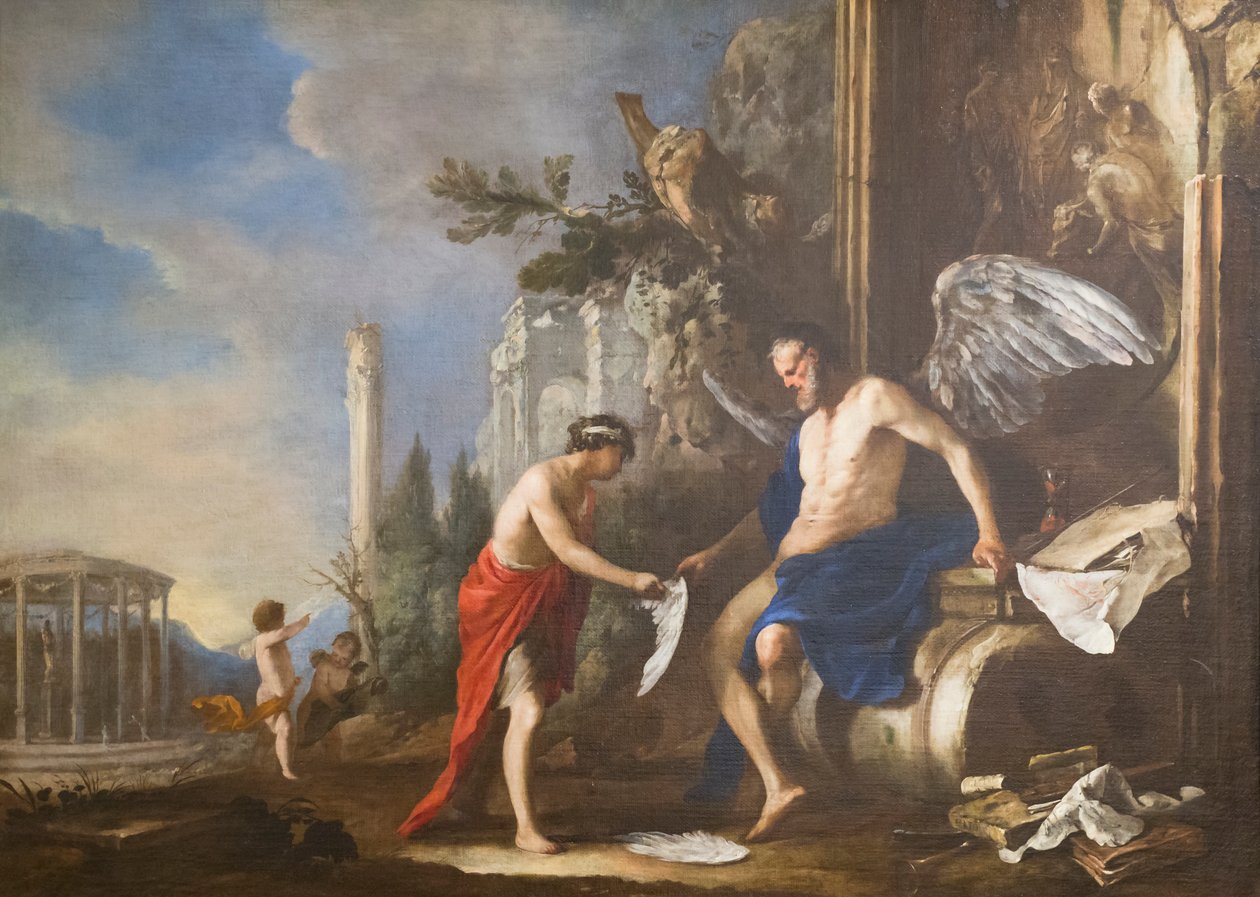 Alegoria czasu, Chronos i Eros autorstwa Johann Heinrich Schonfeldt