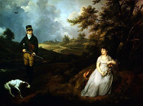 Portret dżentelmena i damy autorstwa Johann Heinrich Schroder
