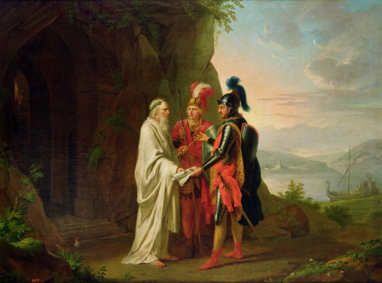 Carlo i Ubaldo odwiedzają Czarodzieja w poszukiwaniu zaginionego Rinaldo, 1782 autorstwa Johann Heinrich Tischbein