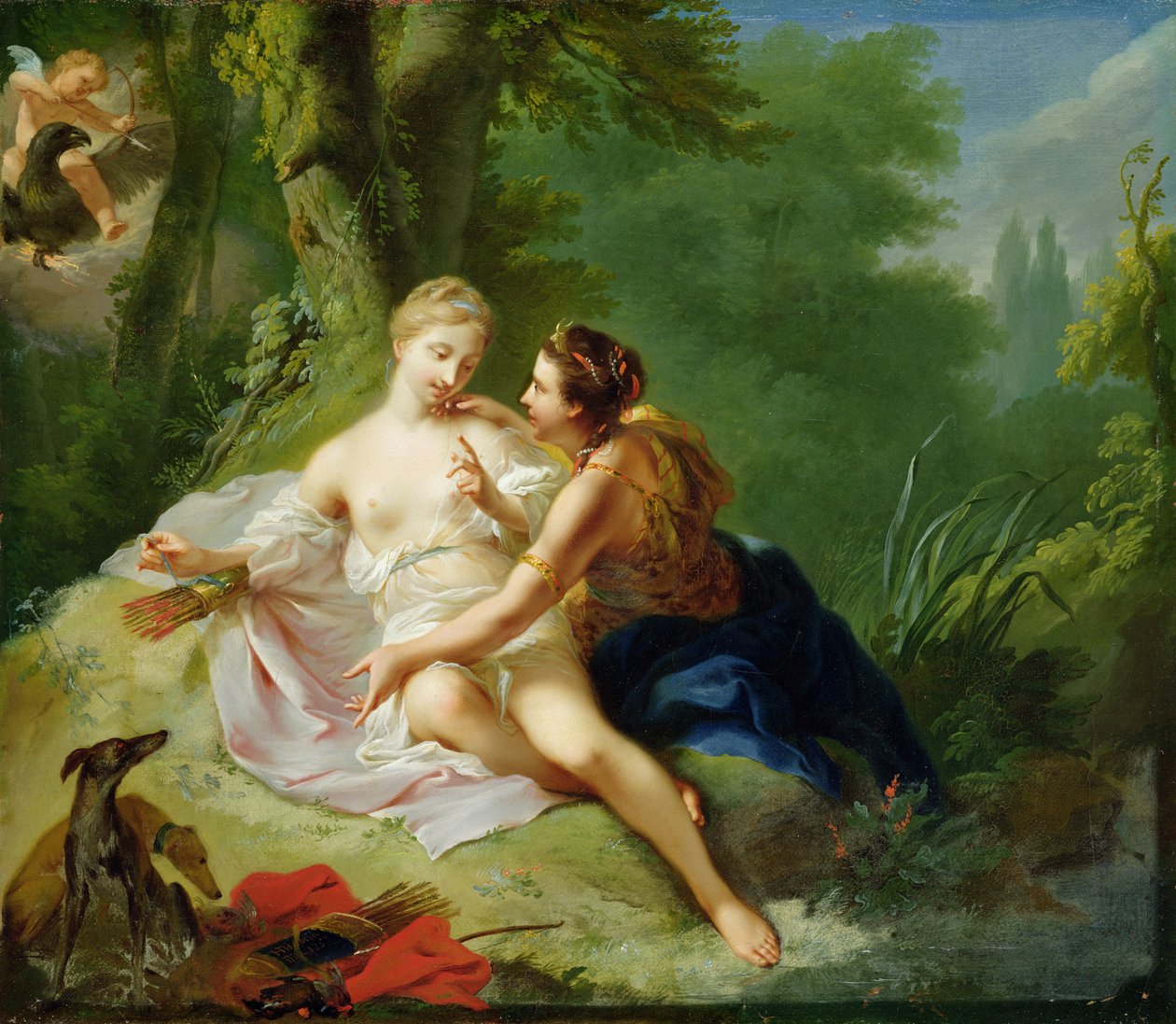 Jowisz przebrany za Dianę uwodzi Kallisto, ok. 1756 r. autorstwa Johann Heinrich Tischbein