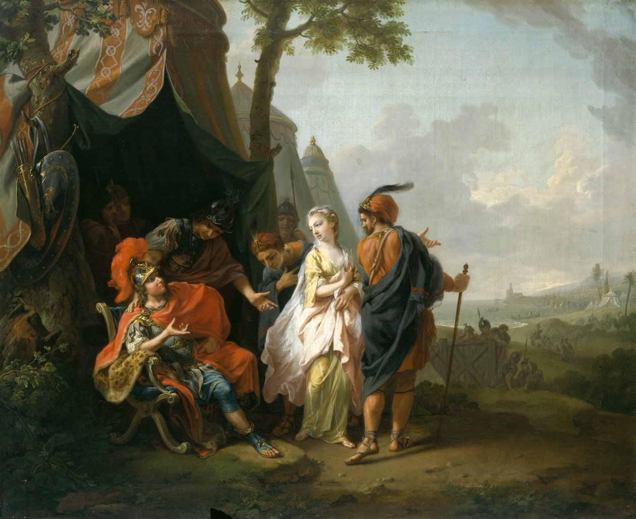 Porwanie Bryzeidy z namiotu Achillesa autorstwa Johann Heinrich Tischbein