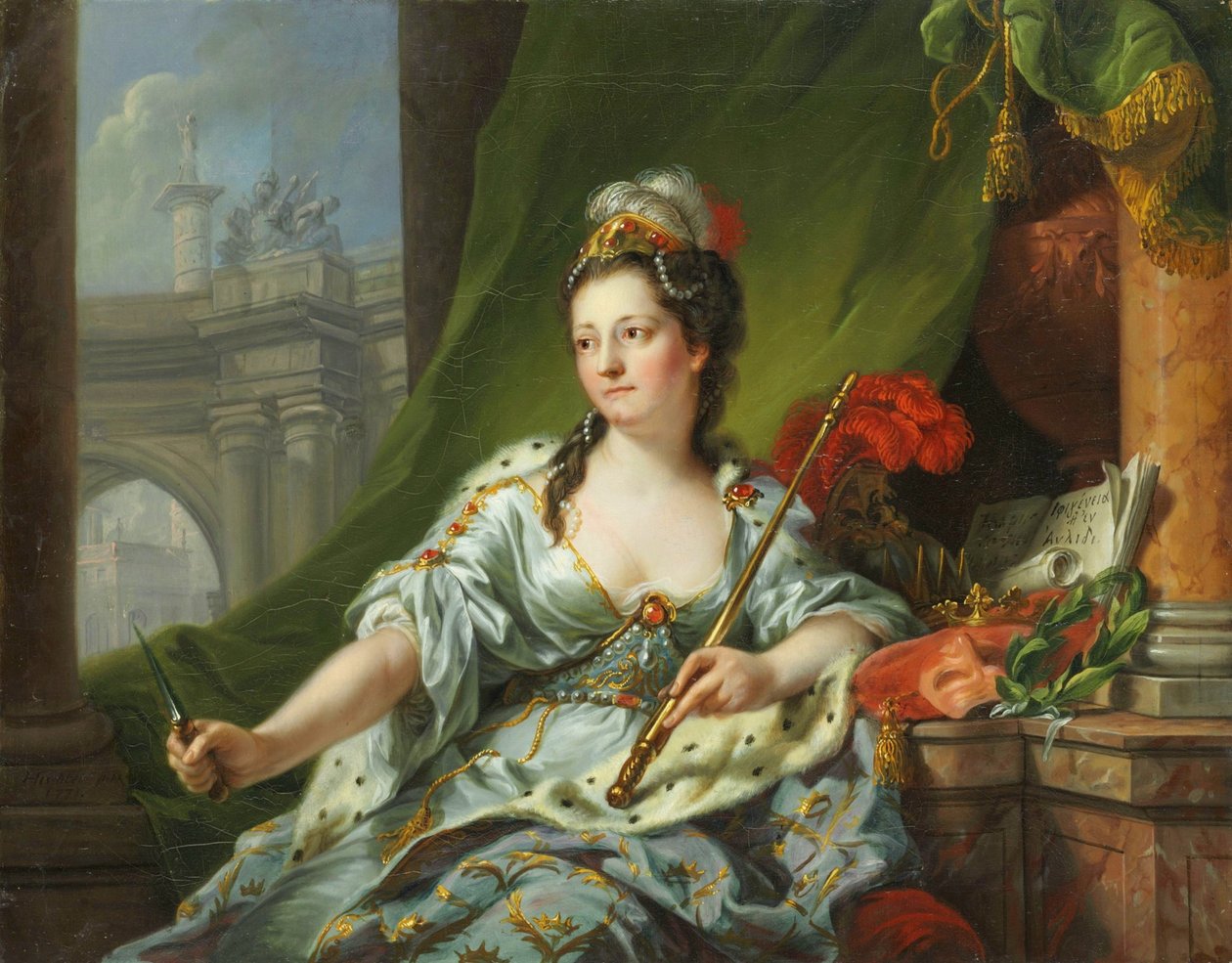 Muza Melpomene (dziewięć muz, 1771) autorstwa Johann Heinrich Tischbein