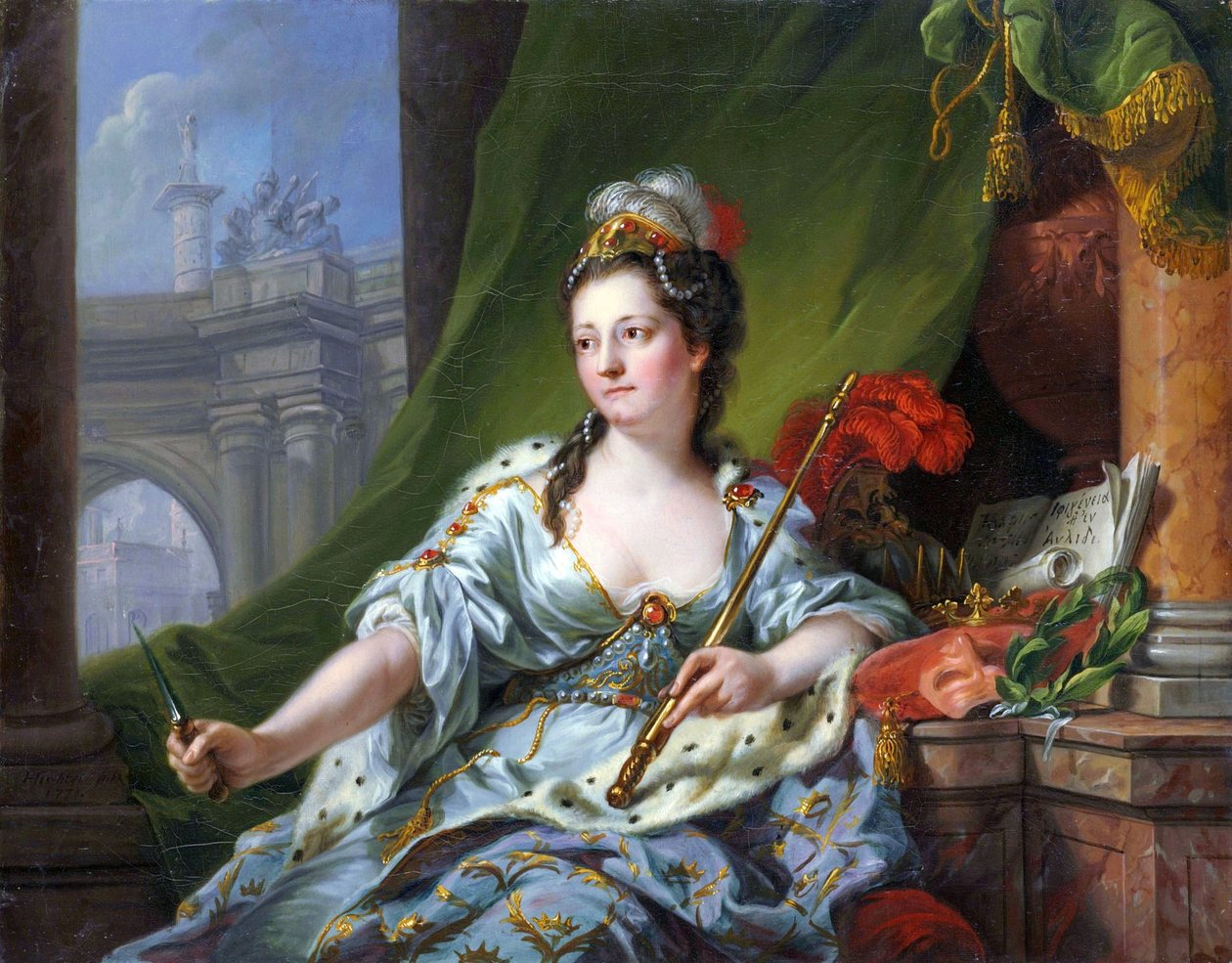Muza Melpomene (dziewięć muz, 1771) autorstwa Johann Heinrich Tischbein
