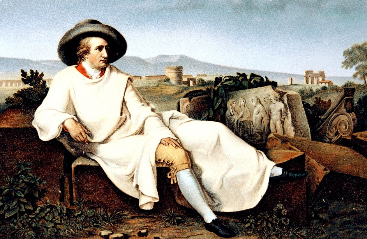 Goethe we Włoszech, pocztówka, ok. 1900 autorstwa Johann Heinrich Wilhelm (after) Tischbein