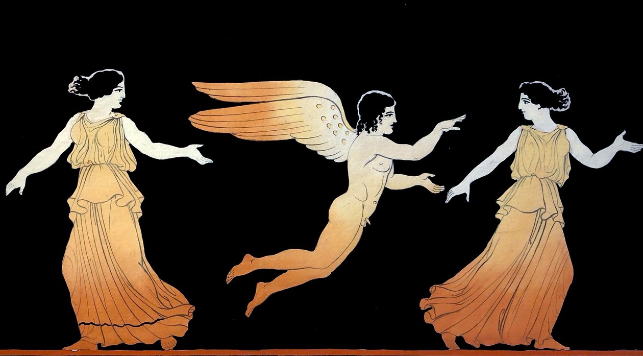Eros ściga dwie kobiety ok. 1796 r. (Grawerowanie blachy miedzianej) autorstwa Johann Heinrich Wilhelm Tischbein