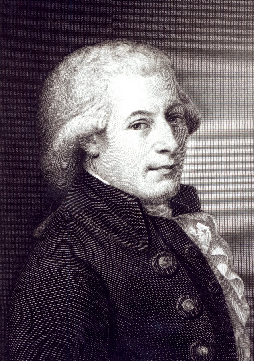 Portret Wolfganga Amadeusza Mozarta (1756-91) kompozytora austriackiego, sztychowany przez Lazarusa Gottlieba Sichlinga (1812-63) autorstwa Johann Heinrich Wilhelm Tischbein