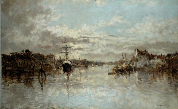 Widok na Rotterdam (olej na płótnie) autorstwa Johann Hendrik Mastenbroek