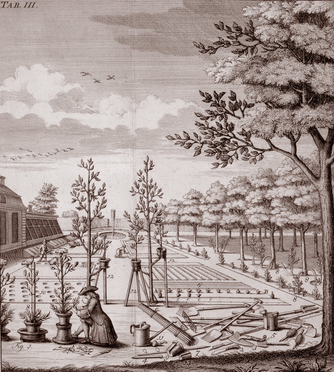 Ilustracja przedstawiająca scenę ogrodową, 1753 autorstwa Johann Hermann Knoop