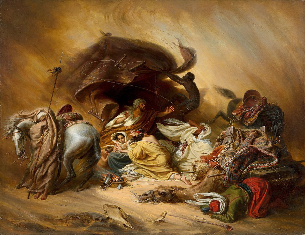 Samum na pustyni, po 1844 r. autorstwa Johann Hermann Kretzschmer