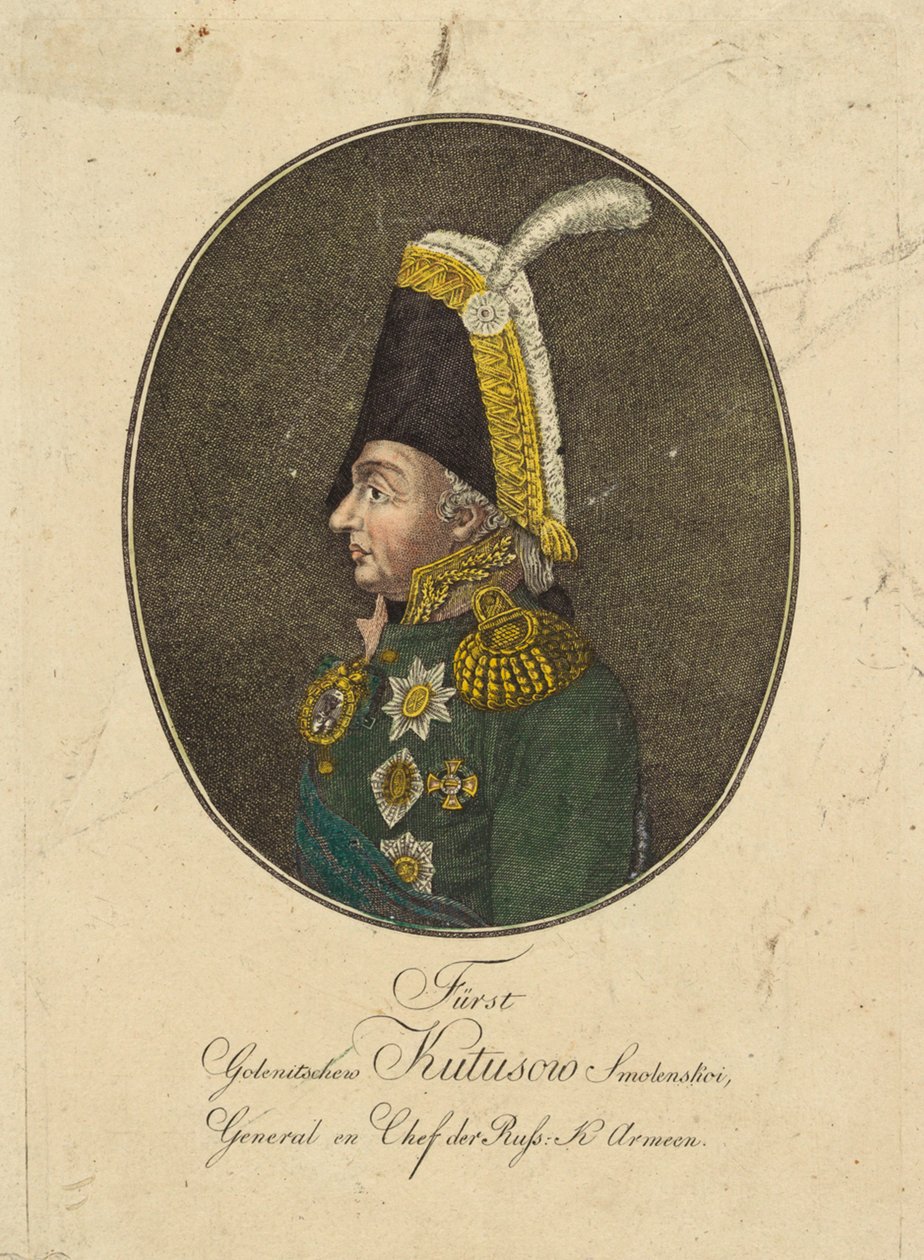 Portret feldmarszałka księcia Michaiła Kutuzowa 1745-1813, ok. 1930 r. 1790. autorstwa Johann Hieronymus Loeschenkohl