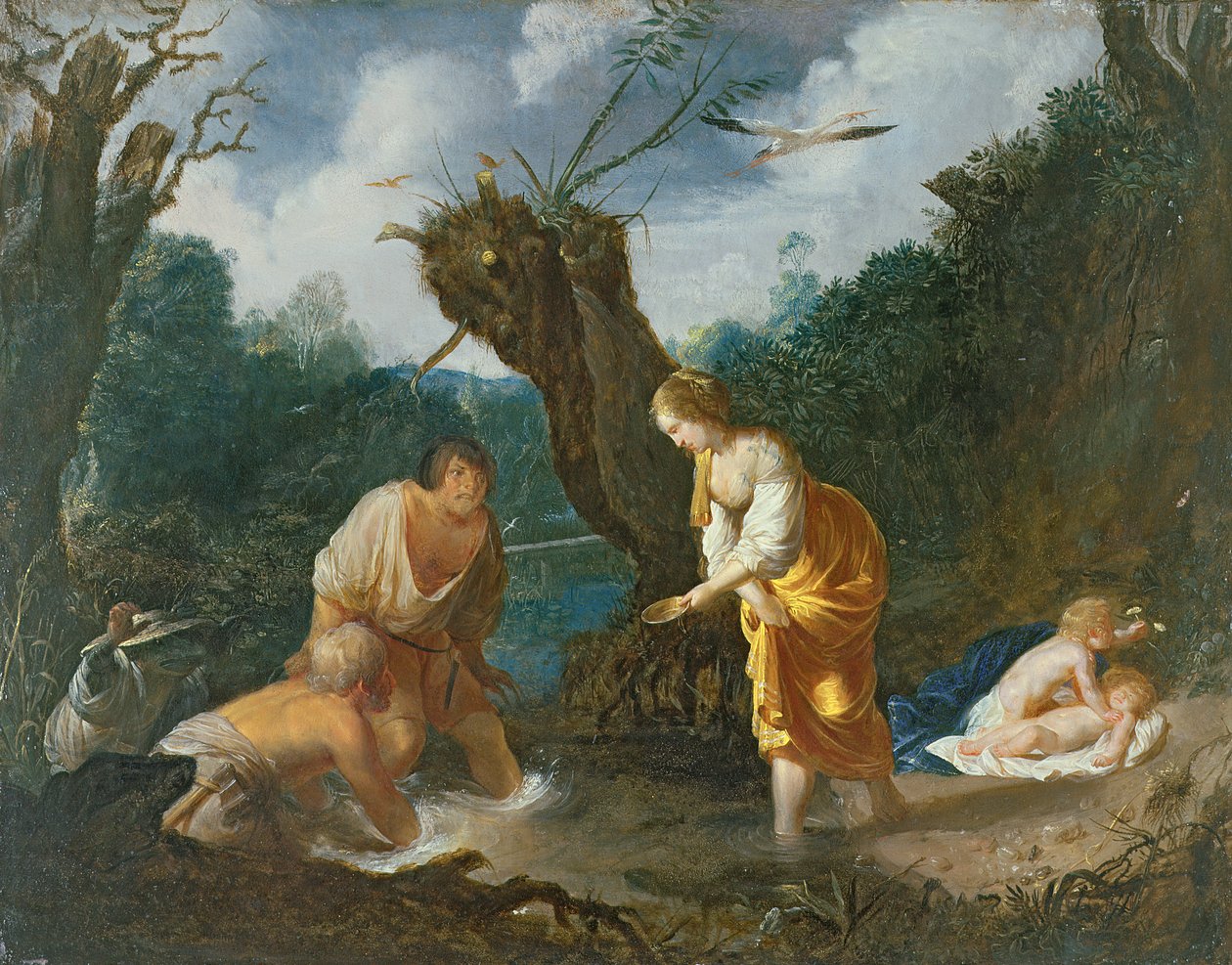 Latona przekształcająca chłopów w żaby, ok. 1644 (olej na miedzi) autorstwa Johann Hulsman
