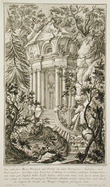 Świątynia w ogrodzie, rycina Jacob Andreas Fridrich (1714-79) (rycina) autorstwa Johann Jacob (after) Schubler