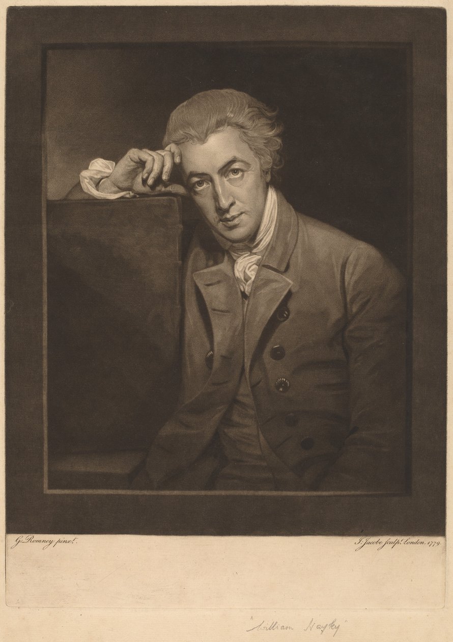 William Hayley autorstwa Johann Jacobé, George Romney