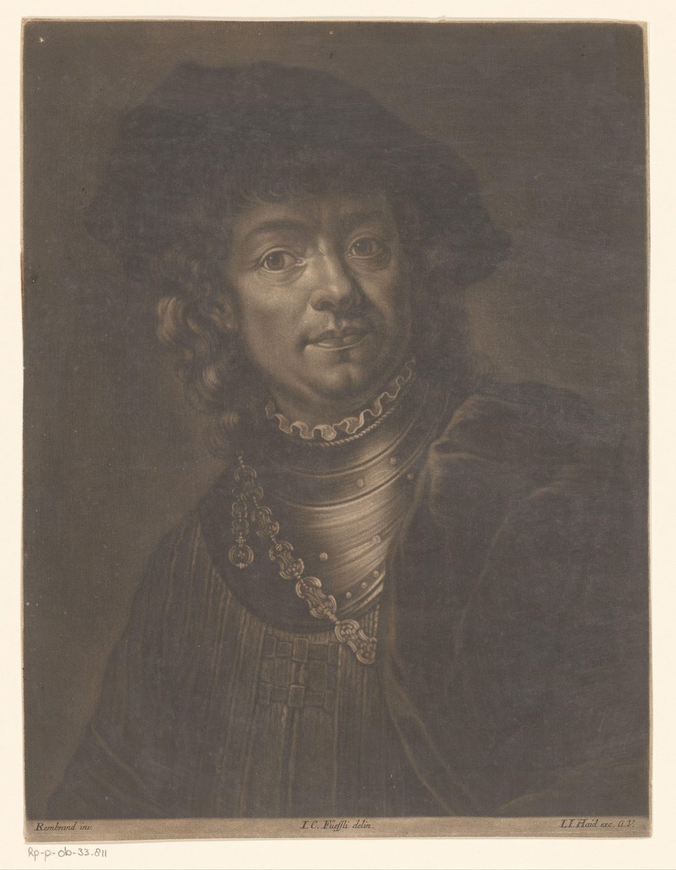 Portret Rembrandta van Rijn autorstwa Johann Jacob Haid (possibly)