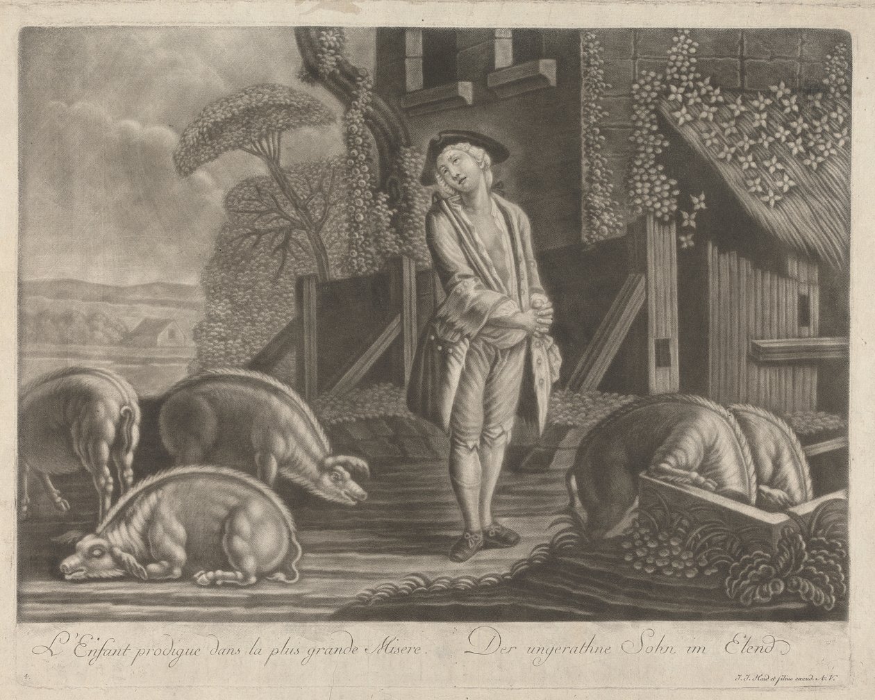 Syn marnotrawny w największej nędzy autorstwa Johann Jacobus Haid