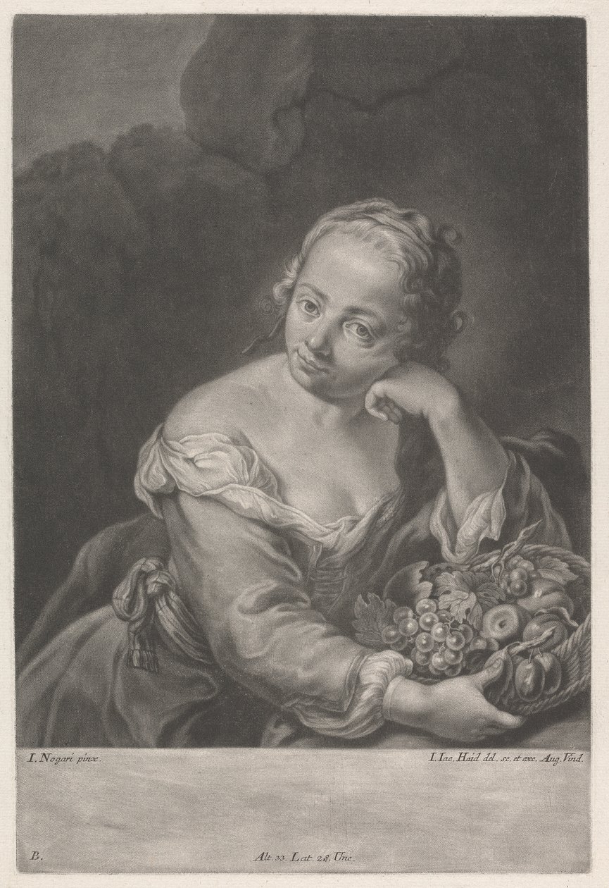 Kobieta z koszem owoców autorstwa Johann Jacobus Haid