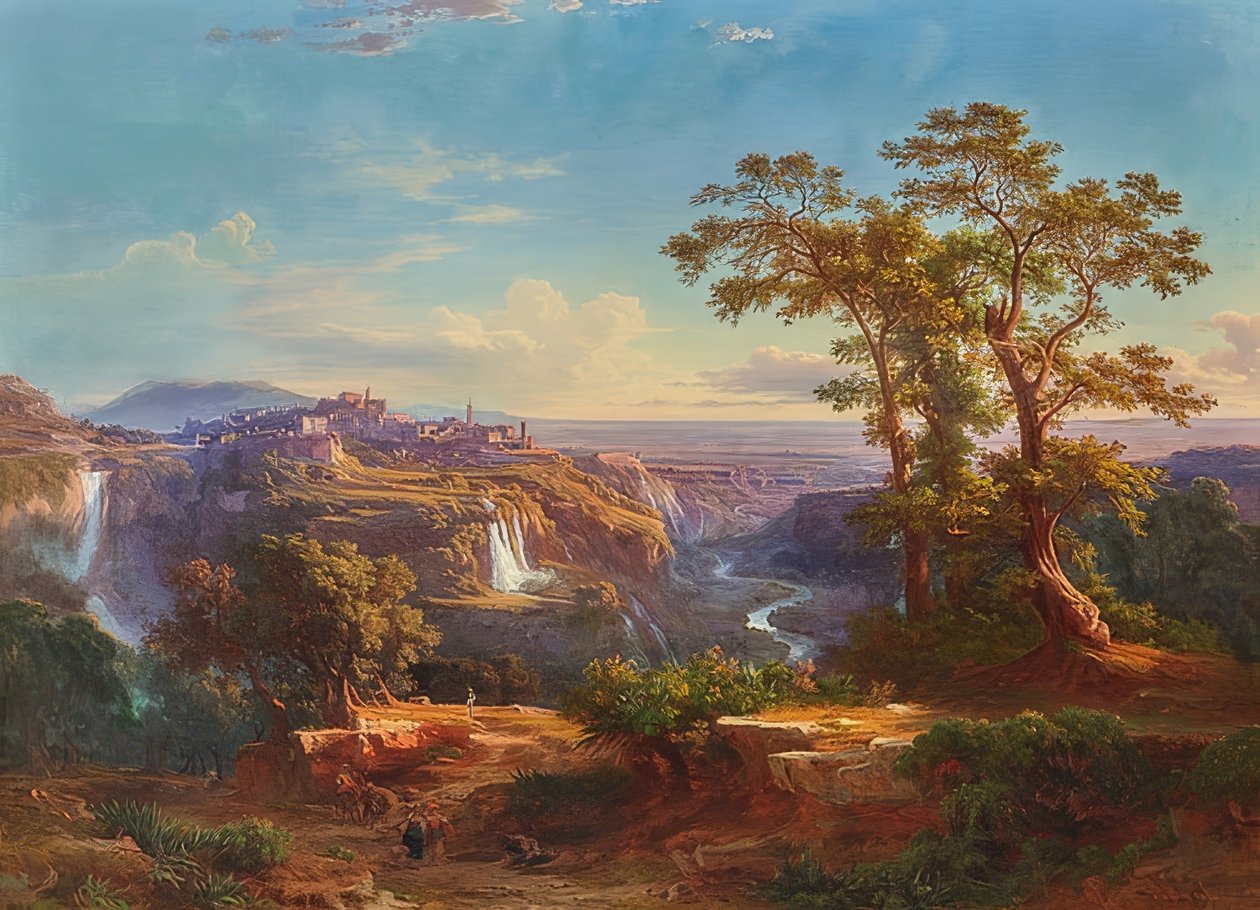Widok na Tivoli i wodospady. 1860 autorstwa Johann Jakob Frey