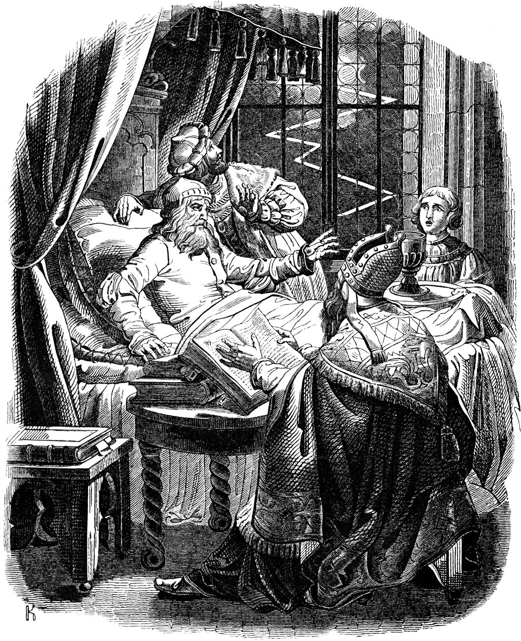 Henryk Lew przed śmiercią w Brunszwiku Ilustracja z Geschichte des deutschen Volkes autorstwa E. Dullera, 1840 autorstwa Johann Jakob Kirchhoff