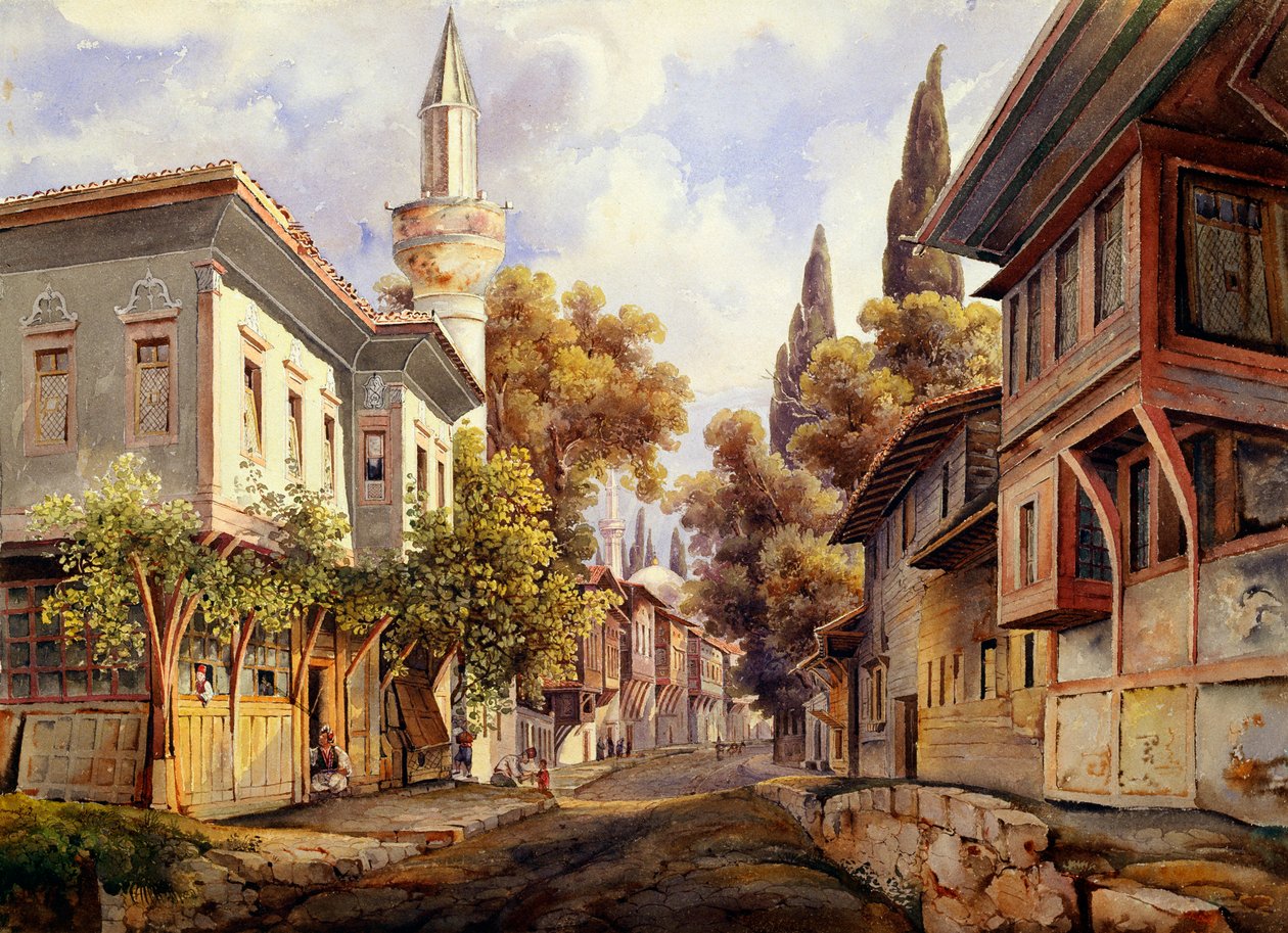 „Ulica w Konstantynopolu”, 1835 r. autorstwa Johann Jakob Wolfensberger