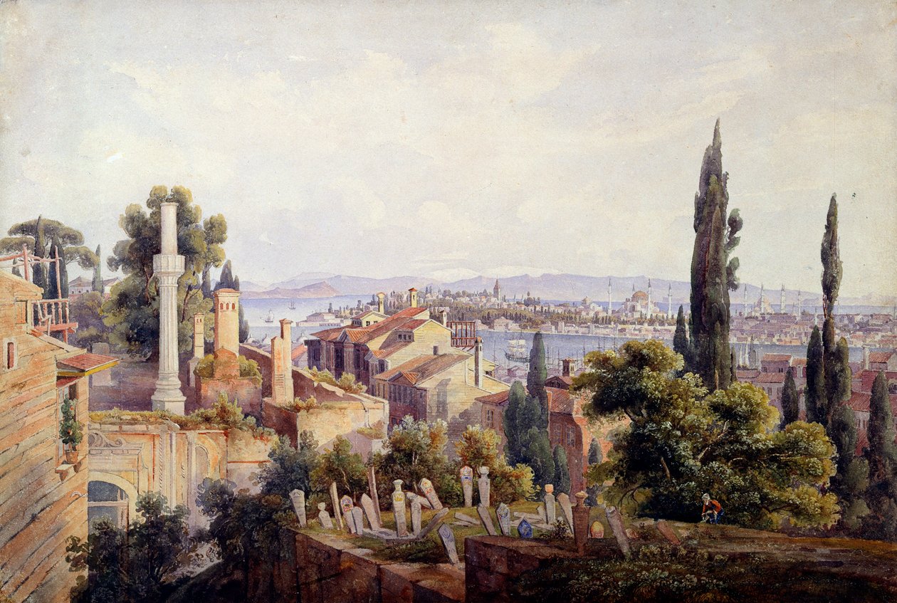„Widok na Konstantynopol i Złoty Róg”, 1835 autorstwa Johann Jakob Wolfensberger