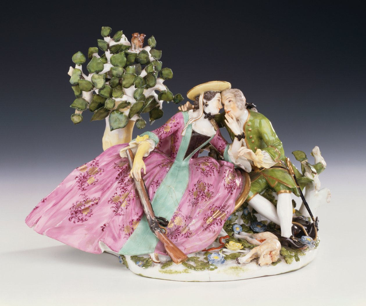 Reszta grupy krynoliny miśnieńskiej podczas sprawy, ok. 1745 (porcelana) autorstwa Johann Joachim Kaendler