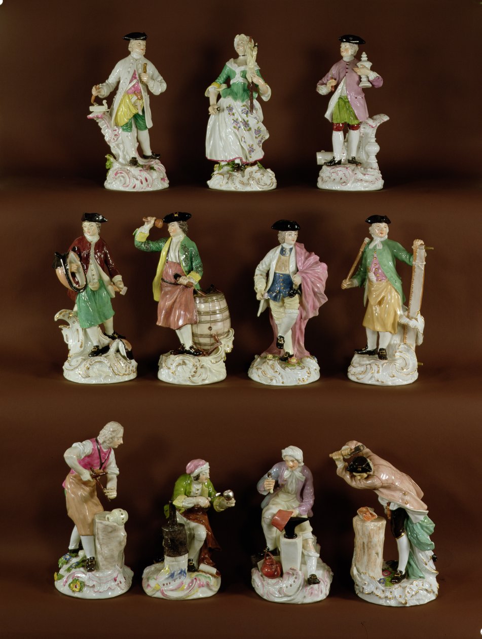 Jedenaście figurek rzemieślników autorstwa Johann Joachim Kaendler